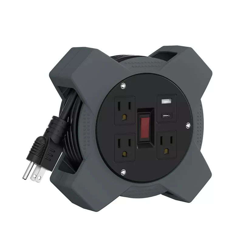 ม้วนสายพลาสติก USB 3 ช่อง 20 ฟุต ม้วนสายพลาสติก USB 3 ช่อง 20 ฟุต