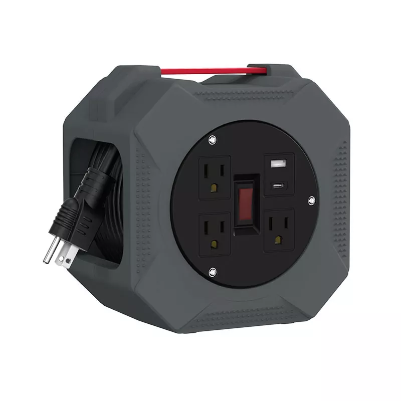 ม้วนสายพลาสติก Usb2.4a 3 ช่อง 30 ฟุต