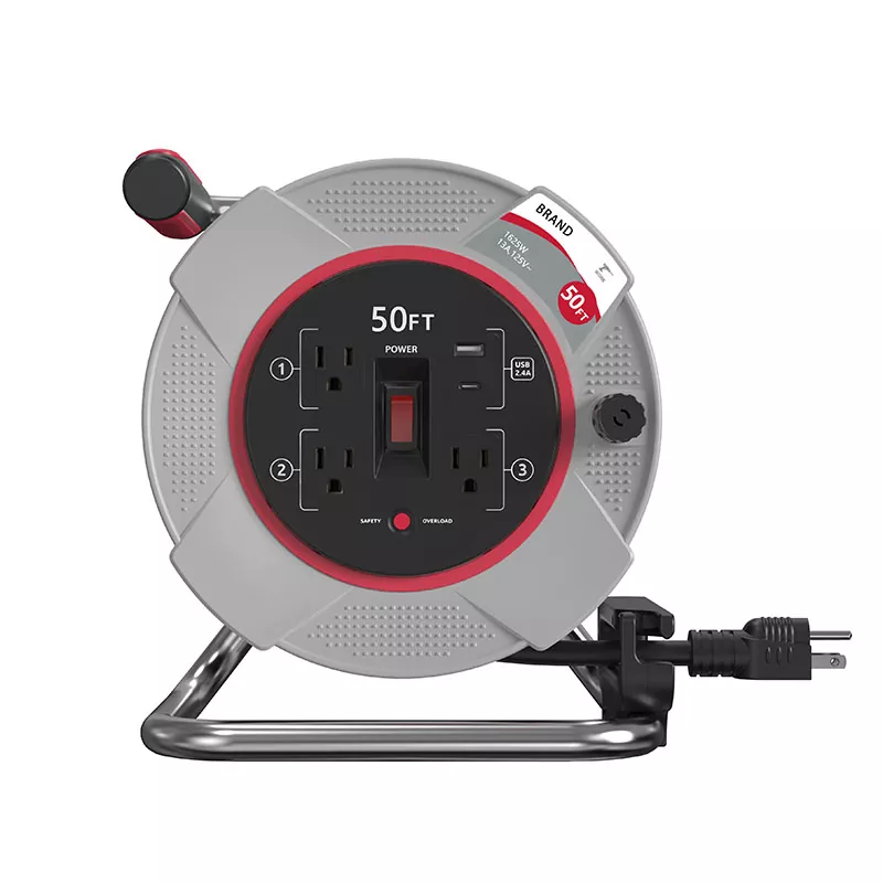 3 ช่อง USB2.4a ม้วนสายไฟพลาสติก 50 ฟุตพร้อมระบบป้องกันการโอเวอร์โหลด 3 ช่อง USB2.4a ม้วนสายไฟพลาสติก 50 ฟุตพร้อมระบบป้องกันการโอเวอร์โหลด