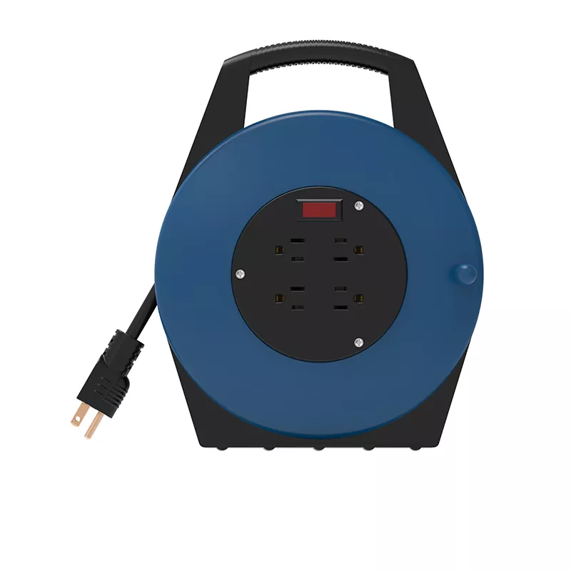 4 Outlets USB สายพลาสติกรีล 25ft